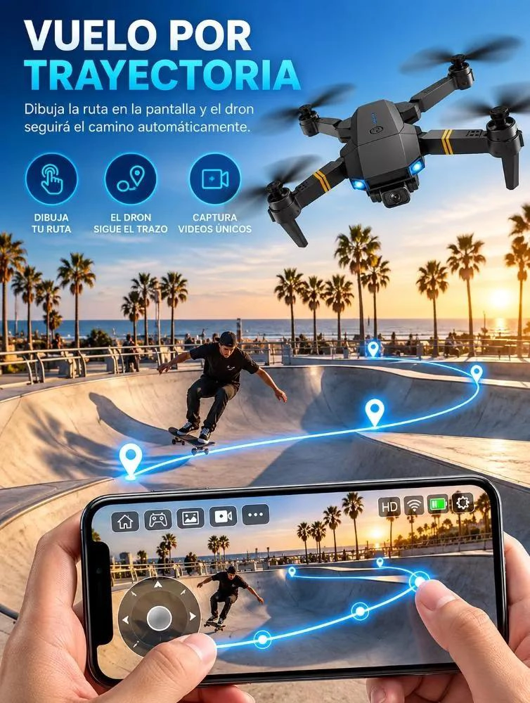 DRON AE REO PLEGABLE CON CAMARA DUAL 4K Y CONTROL REMOTO - 6