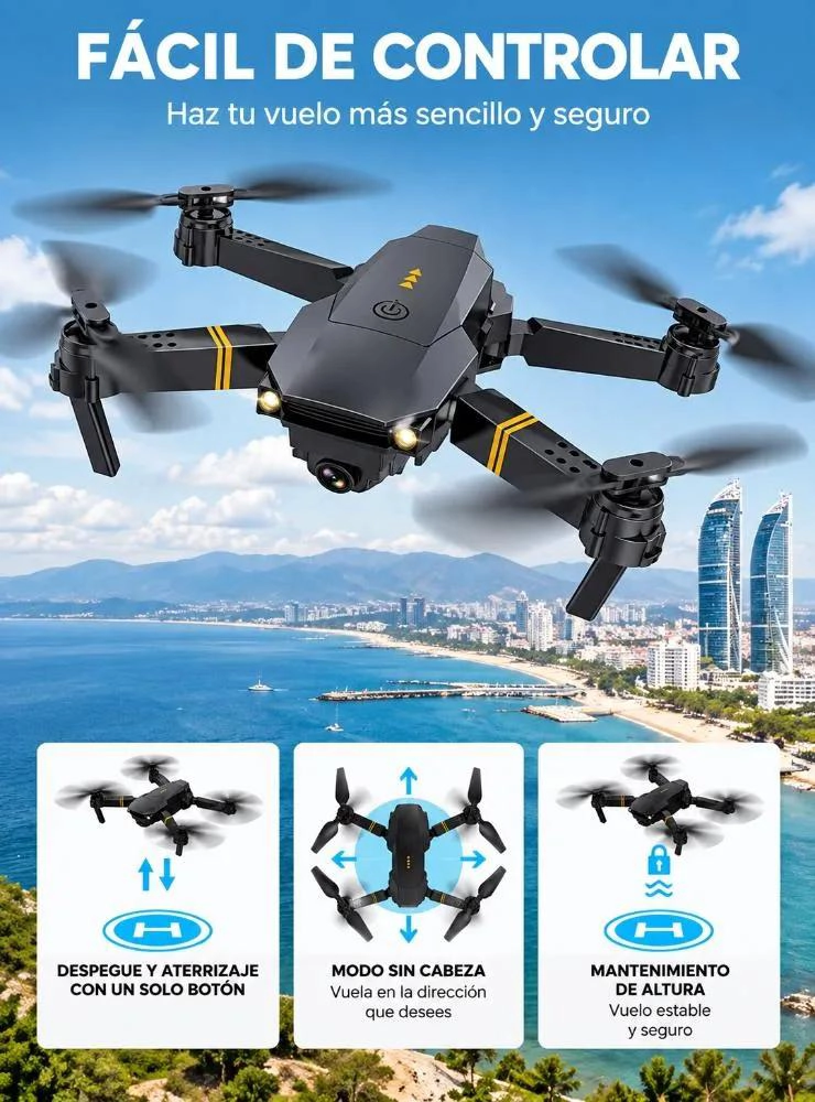 DRON AE REO PLEGABLE CON CAMARA DUAL 4K Y CONTROL REMOTO - 7