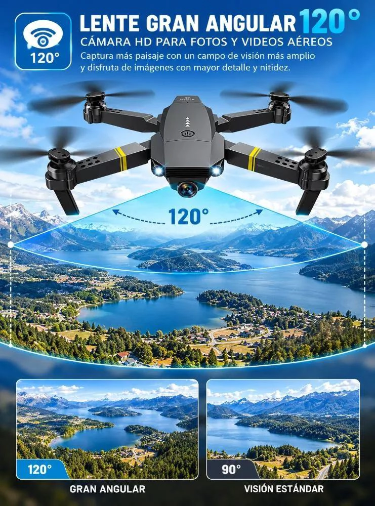 DRON AE REO PLEGABLE CON CAMARA DUAL 4K Y CONTROL REMOTO - 8