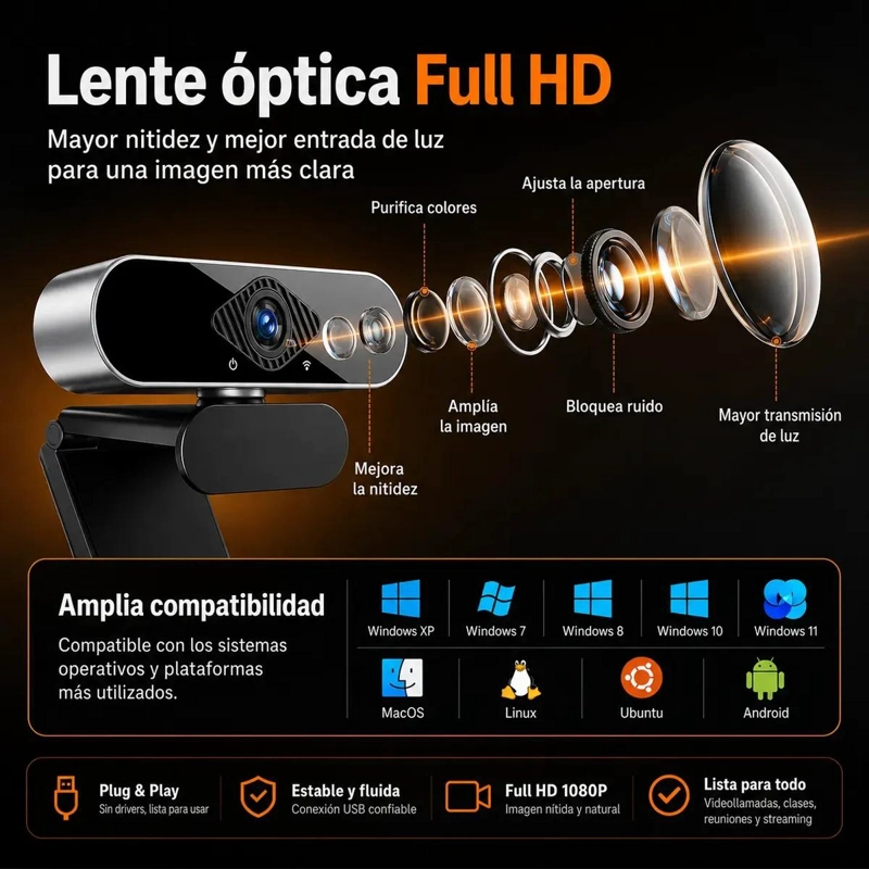 CAMARA WEB 4K FULL HD CON MICROFONO PARA VIDEOCONFERENCIAS - 4