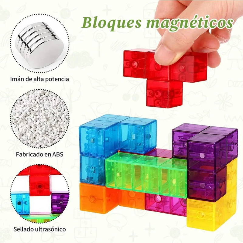 JUEGO DE BLOQUES MAGNE TICOS SENSORIALES DE 80 PIEZAS - 8