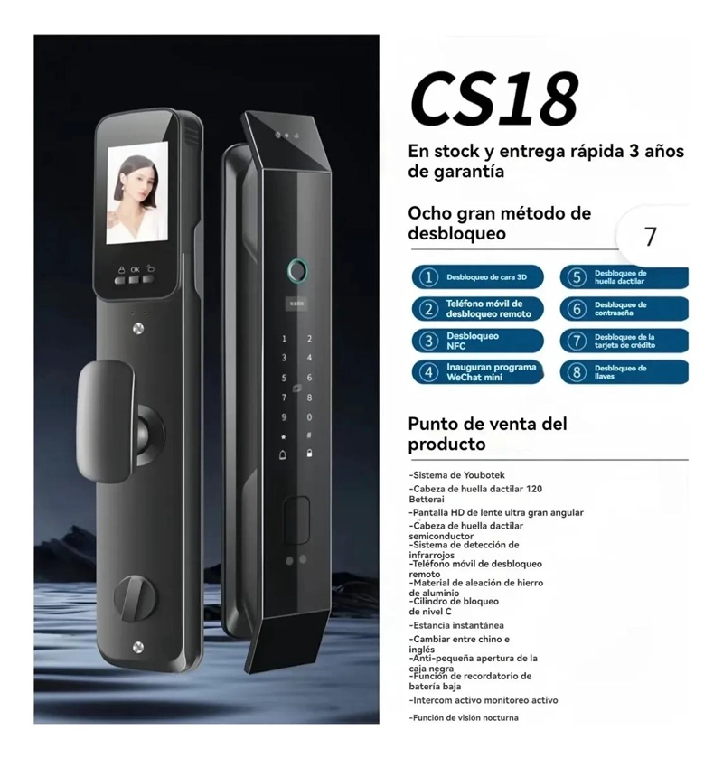 CERRADURA DIGITAL INTELIGENTE CON HUELLA Y CAMARA DE SEGURIDAD - 3