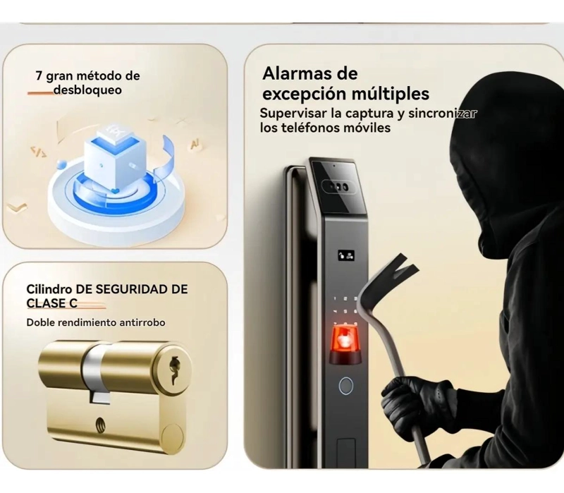 CERRADURA DIGITAL INTELIGENTE CON HUELLA Y CAMARA DE SEGURIDAD - 8