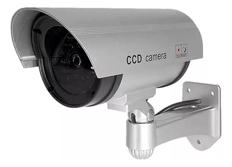 CAMARA DE SEGURIDAD FALSA CON LUZ LED Y ROTACION 360 GRADOS - 1
