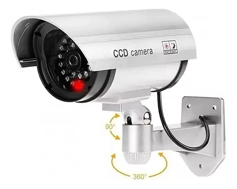 CAMARA DE SEGURIDAD FALSA CON LUZ LED Y ROTACION 360 GRADOS - 2