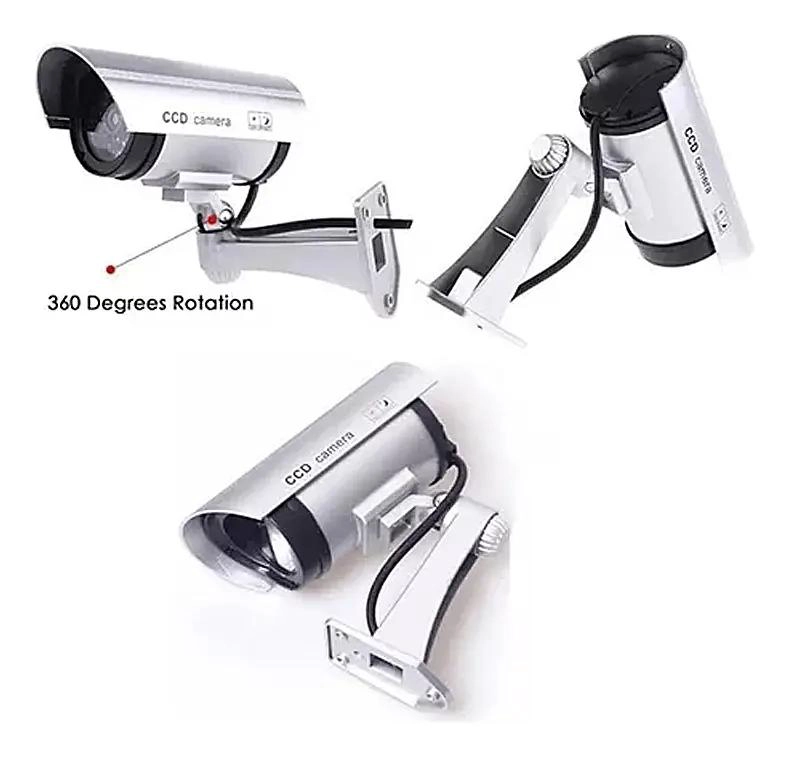 CAMARA DE SEGURIDAD FALSA CON LUZ LED Y ROTACION 360 GRADOS - 3