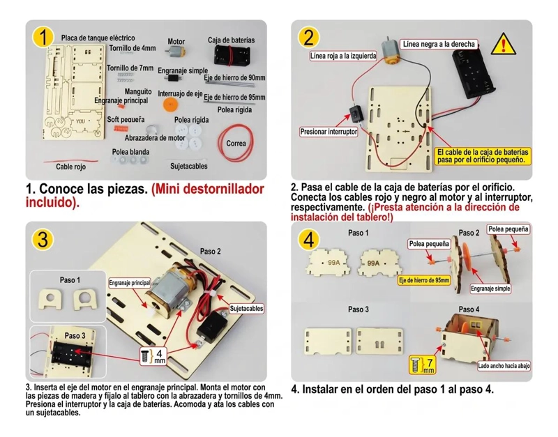 TANQUE ELE CTRICO DE MADERA PARA ARMAR Y APRENDER STEM - 1