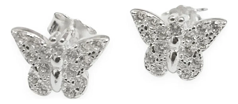 AROS EN FORMA DE MARIPOSA CON CIRCONES BLANCOS EN PLATA 925 - 3