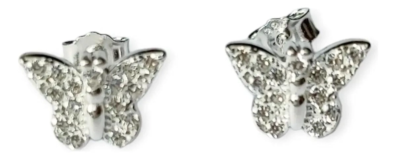 AROS EN FORMA DE MARIPOSA CON CIRCONES BLANCOS EN PLATA 925 - 4