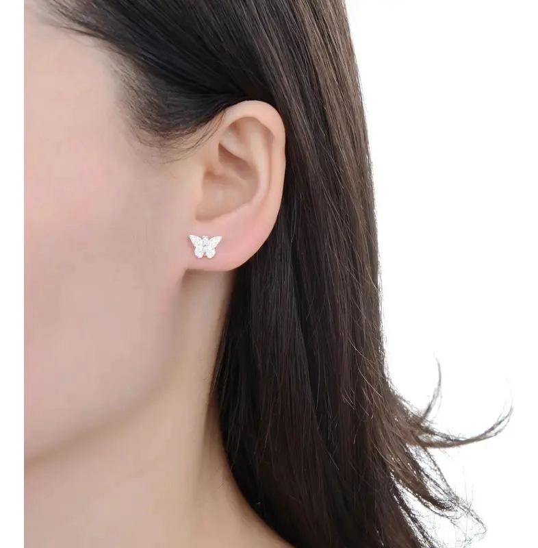 AROS EN FORMA DE MARIPOSA CON CIRCONES BLANCOS EN PLATA 925 - 6