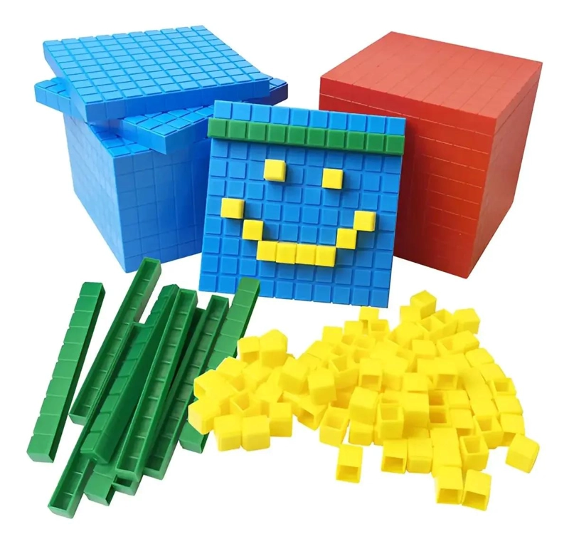 SET DE BLOQUES BASE 10 Y 1000 PARA APRENDIZAJE MATEMATICO - 2
