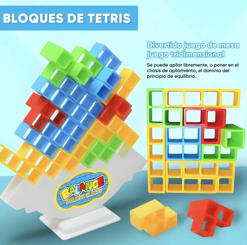 JUEGO DE TORRE DE EQUILIBRIO CON 48 BLOQUES DE COLORES - 2