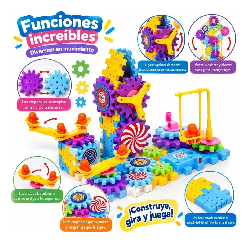 BLOQUES DE CONSTRUCCION CON ENGRANAJES PARA NIÑOS 83 PIEZAS - 2