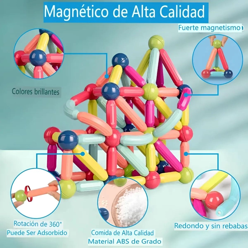 JUEGO DE BLOQUES MAGNE TICOS 3D PARA CONSTRUCCION CREATIVA - 3