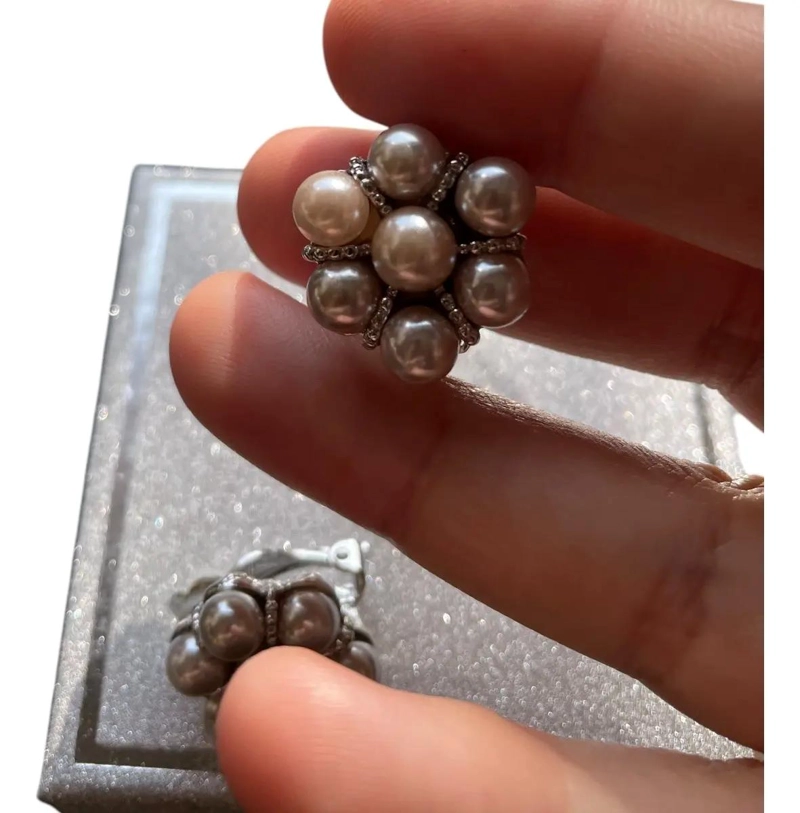 AROS ELEGANTES CON PERLAS DE SWAROVSKI EN TONO BEIGE - 3