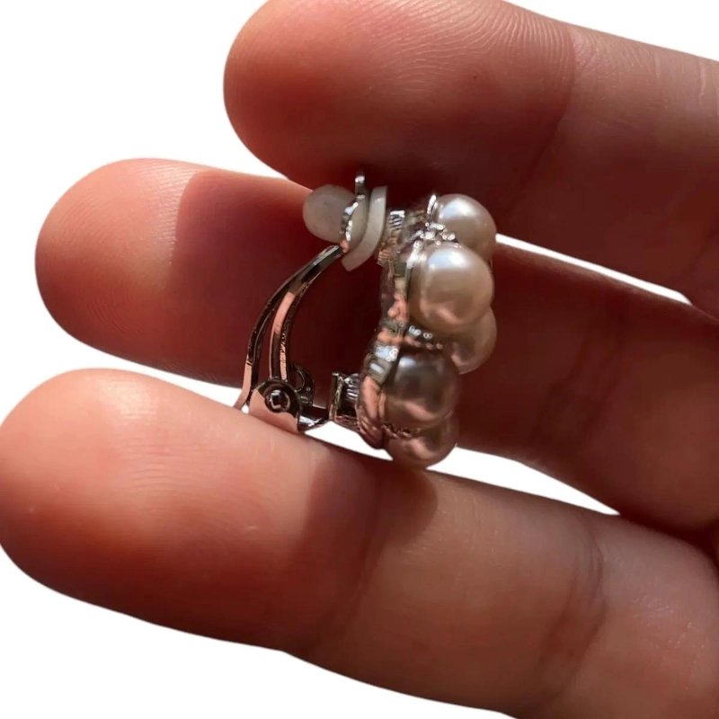AROS ELEGANTES CON PERLAS DE SWAROVSKI EN TONO BEIGE - 4