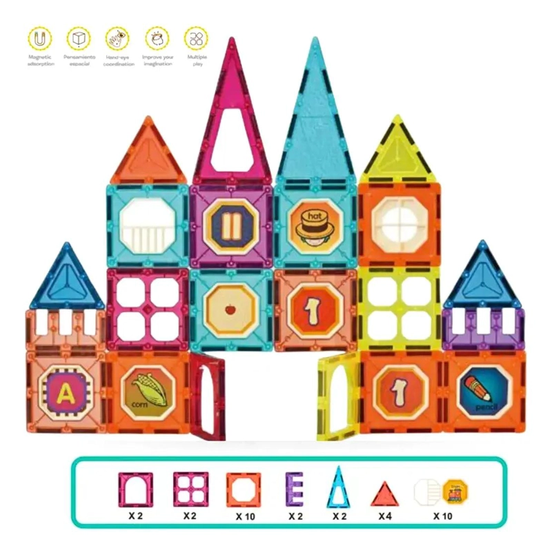 SET DE BLOQUES MAGNE TICOS 3D PARA NIÑOS CON 32 PIEZAS - 1