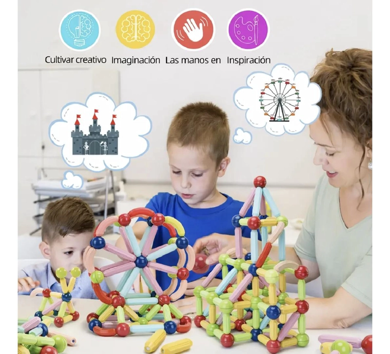 BLOQUES MAGNE TICOS PARA CONSTRUCCION 42 PIEZAS JUGUETE INFANTIL - 2