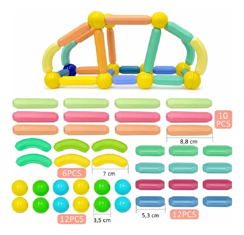 BLOQUES MAGNE TICOS PARA CONSTRUCCION 42 PIEZAS JUGUETE INFANTIL - 7