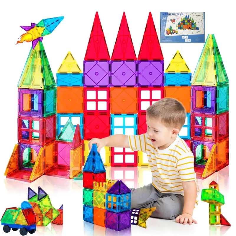 BLOQUES MAGNE TICOS PARA NIÑOS, SET DE 60 PIEZAS DE COLORES - 1