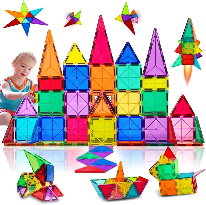 BLOQUES MAGNE TICOS PARA NIÑOS, SET DE 60 PIEZAS DE COLORES - 10
