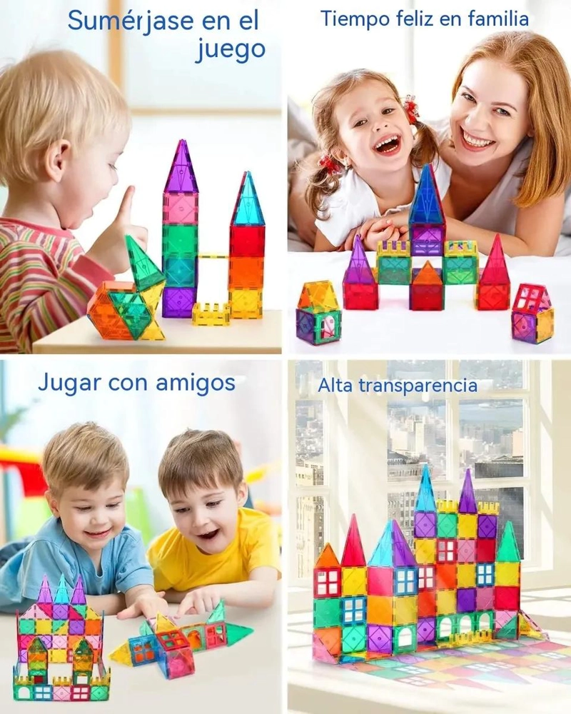 BLOQUES MAGNE TICOS PARA NIÑOS, SET DE 60 PIEZAS DE COLORES - 2