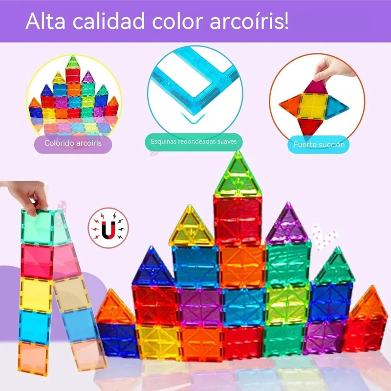 BLOQUES MAGNE TICOS PARA NIÑOS, SET DE 60 PIEZAS DE COLORES - 6