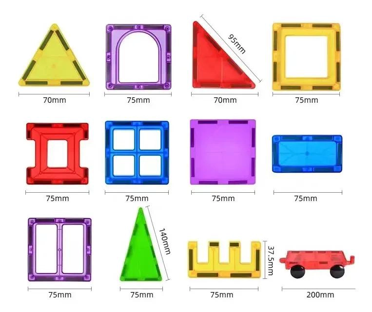 BLOQUES MAGNE TICOS PARA NIÑOS, SET DE 60 PIEZAS DE COLORES - 7