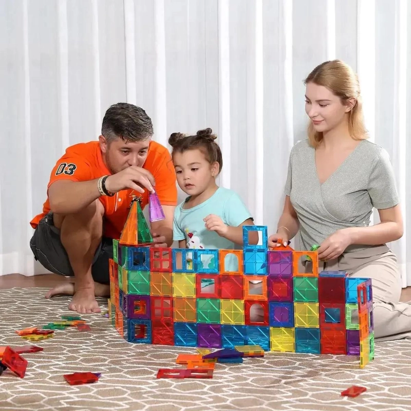 BLOQUES MAGNE TICOS PARA NIÑOS, SET DE 60 PIEZAS DE COLORES - 8