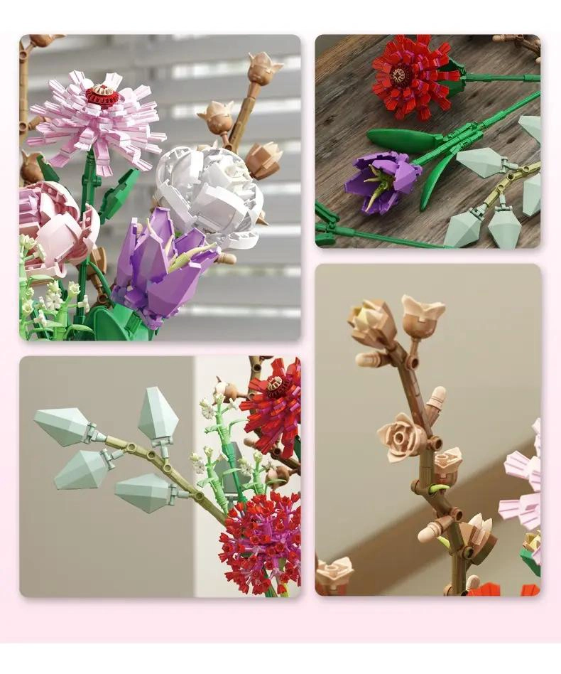 SET DE FLORES ARMABLES 1237 PIEZAS PARA DECORACION CREATIVA - 2