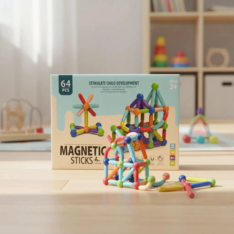 SET DE BLOQUES MAGNE TICOS DE CONSTRUCCION 64 PIEZAS PARA NIÑOS - 4