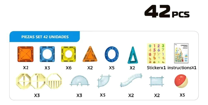 JUGUETE DE BLOQUES MAGNE TICOS COLORIDOS 42 PIEZAS - 6