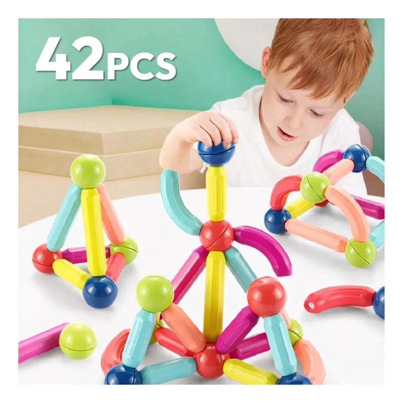 BLOQUES MAGNE TICOS DE CONSTRUCCION 42 PIEZAS PARA NIÑOS - 4