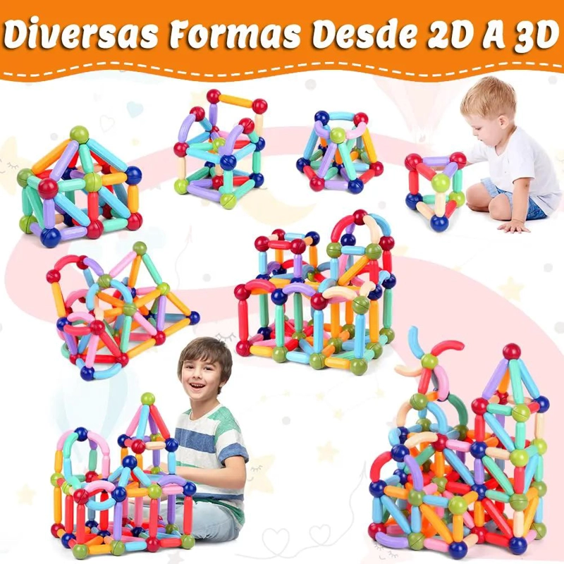 JUEGO DE BLOQUES MAGNE TICOS DE CONSTRUCCION PARA NIÑOS 68 PIEZAS - 3