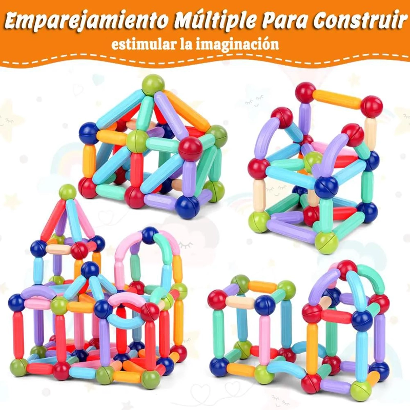 JUEGO DE BLOQUES MAGNE TICOS DE CONSTRUCCION PARA NIÑOS 68 PIEZAS - 4