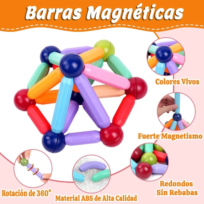 JUEGO DE BLOQUES MAGNE TICOS DE CONSTRUCCION PARA NIÑOS 68 PIEZAS - 5