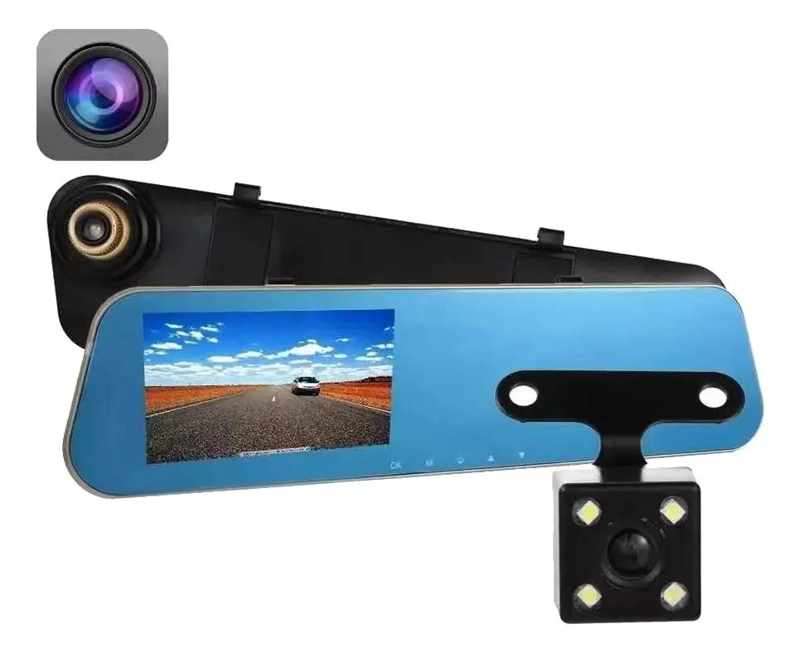 CAMARA DE AUTO CON ESPEJO RETROVISOR Y GRABACION DUAL - 1