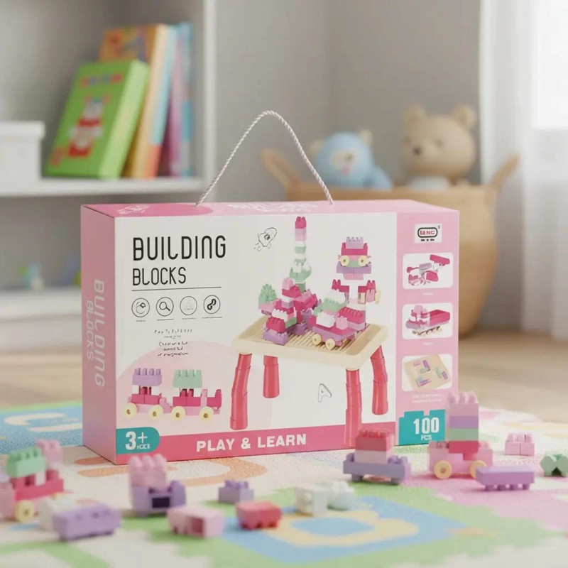 JUEGO DE BLOQUES DE CONSTRUCCION 100 PIEZAS CON MESA - 2