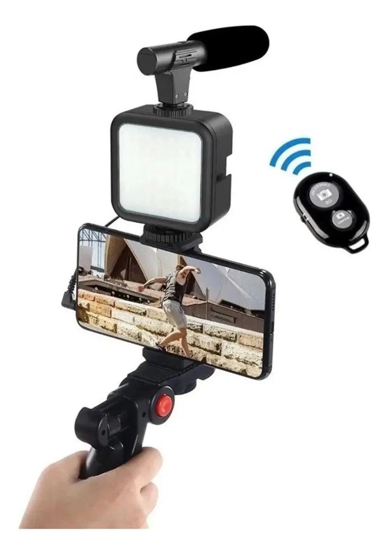 KIT DE GRABACION DE VIDEO CON LUZ LED Y MICROFONO - 3