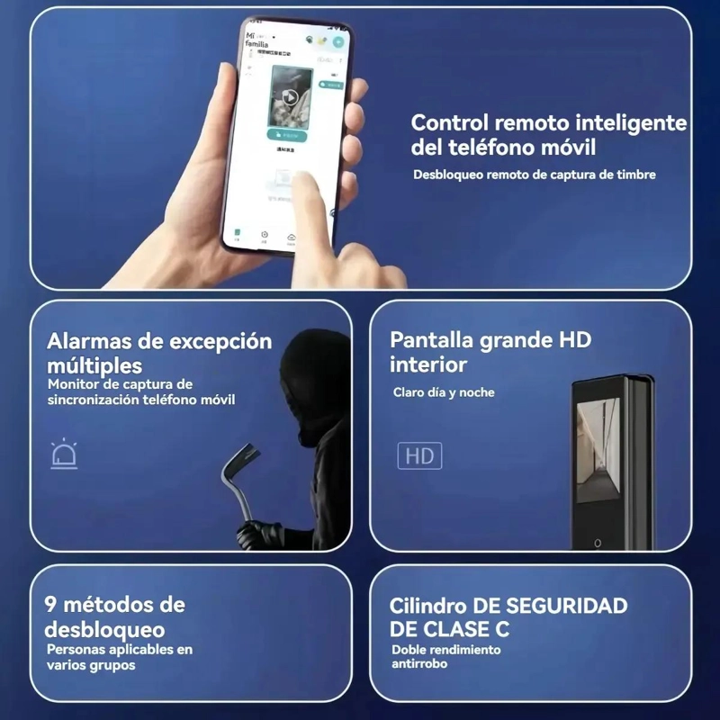CERRADURA DIGITAL INTELIGENTE CON CAMARA Y CONTROL REMOTO - 4