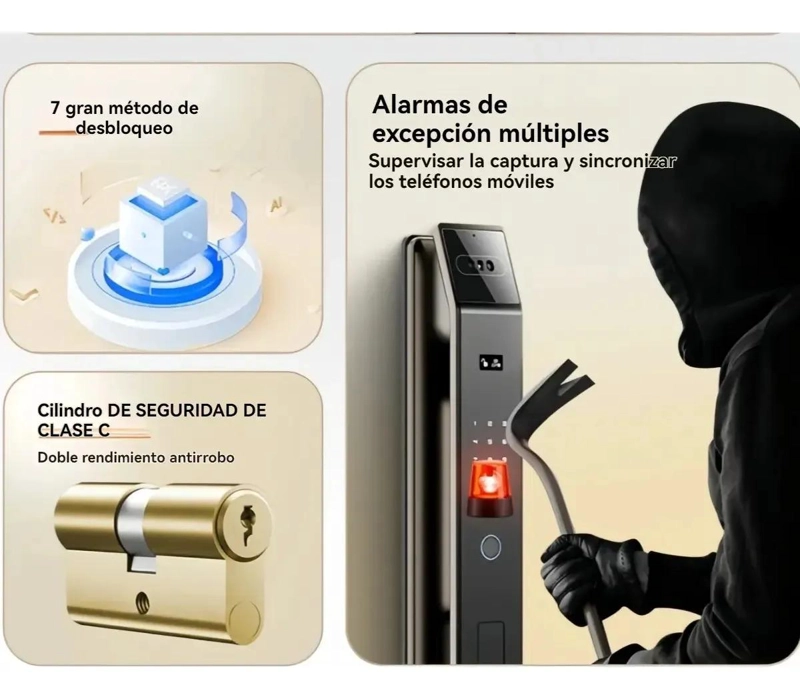 CERRADURA DIGITAL INTELIGENTE CON CAMARA Y CONTROL REMOTO - 5
