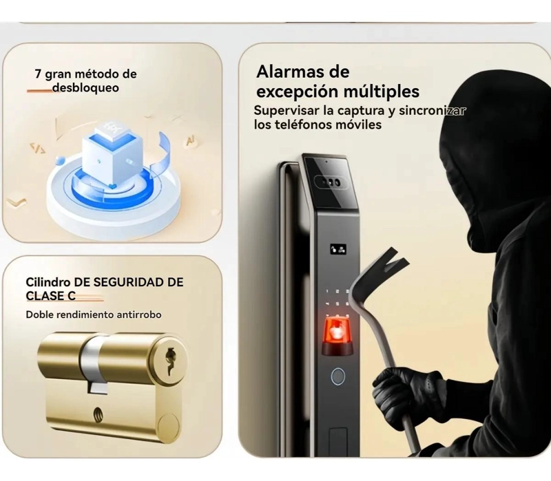 CERRADURA DIGITAL INTELIGENTE CON HUELLA Y CAMARA DE SEGURIDAD - 7
