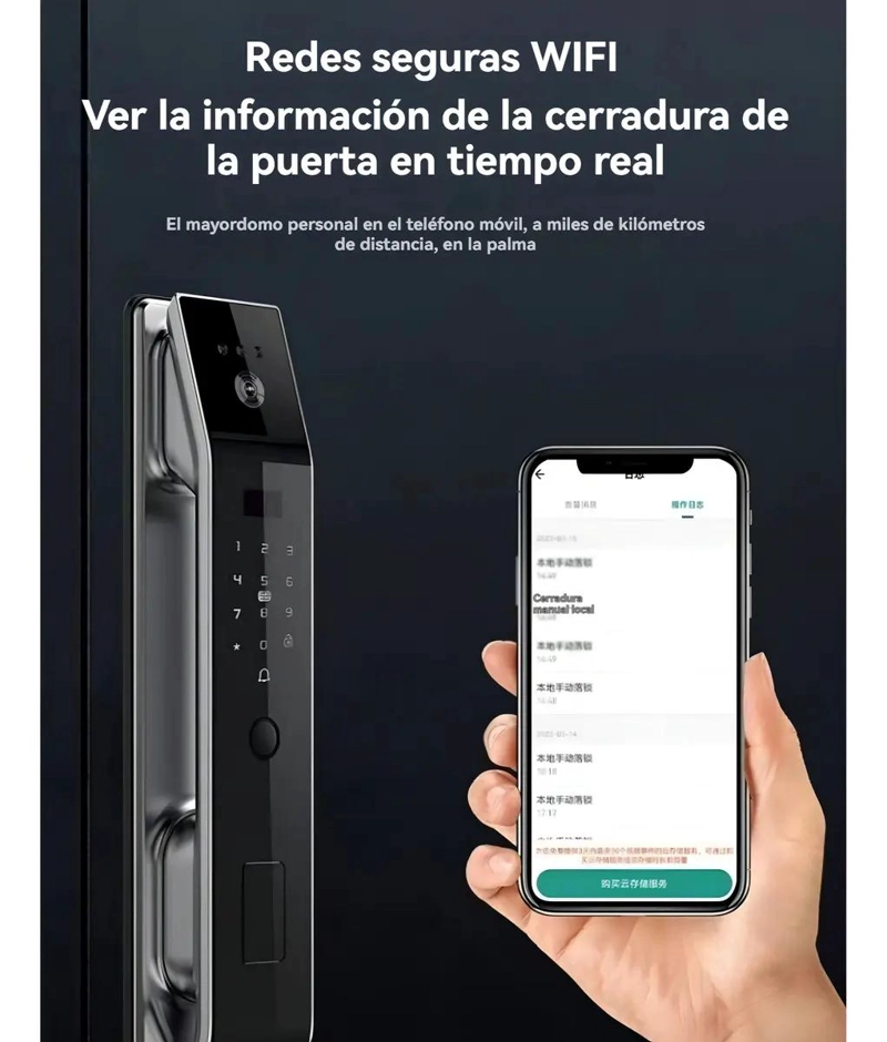 CERRADURA DIGITAL INTELIGENTE CON HUELLA Y CAMARA DE SEGURIDAD - 3