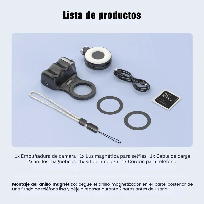 KIT DE EMPUÑADURA CON LUZ, ESPEJO Y TRIPODE UNIVERSAL - 8