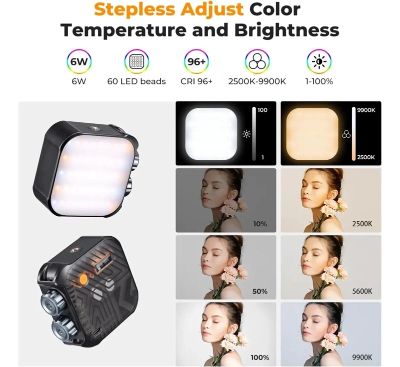 LUZ LED PORTATIL RGB CON 21 EFECTOS Y TEMPERATURA AJUSTABLE - 2