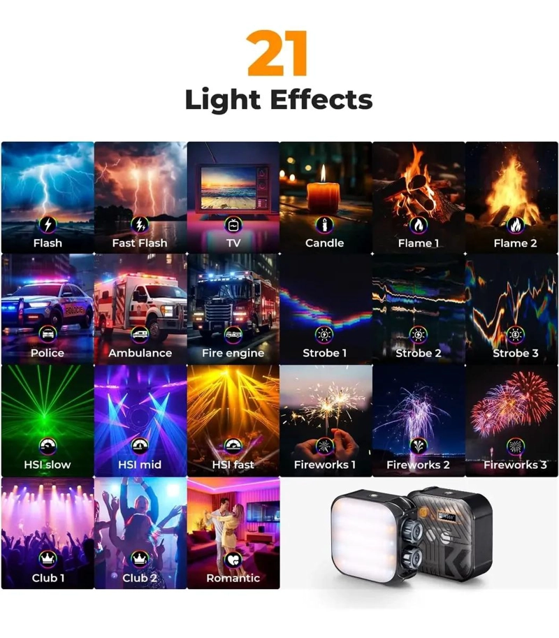 LUZ LED PORTATIL RGB CON 21 EFECTOS Y TEMPERATURA AJUSTABLE - 4