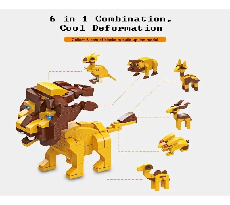 BLOQUES DE CONSTRUCCION DE ANIMALES DE LA SELVA 6 EN 1 - 5