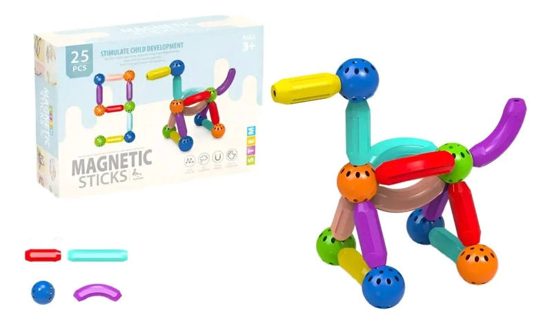 JUEGO DE CONSTRUCCION MAGNE TICA DIDACTICO 25 PIEZAS PARA NIÑOS - 2