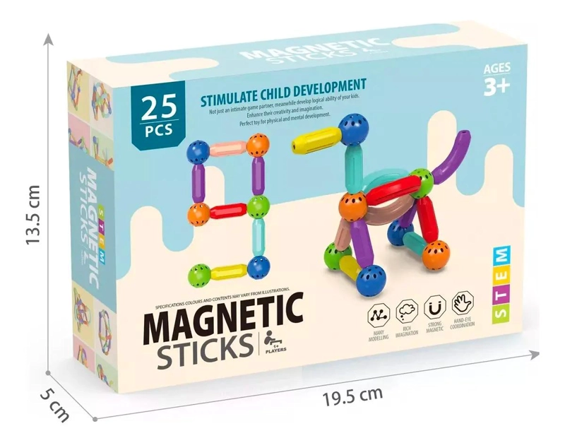 JUEGO DE CONSTRUCCION MAGNE TICA DIDACTICO 25 PIEZAS PARA NIÑOS - 3