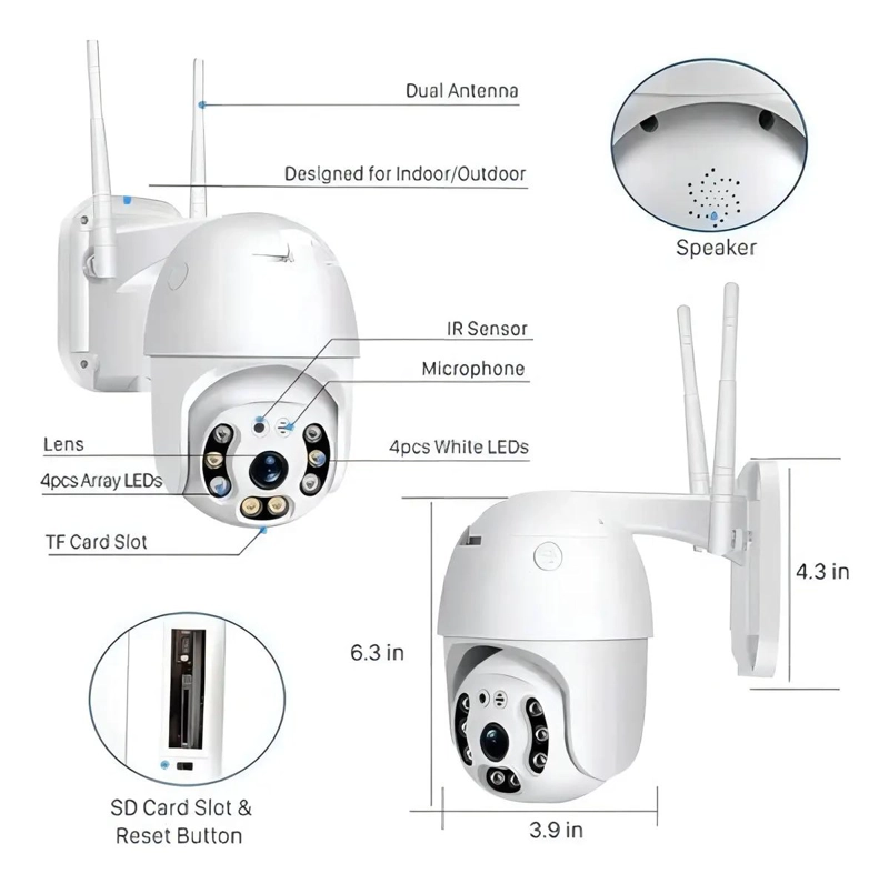 CAMARA DE SEGURIDAD 360° IP PANORAMICA PARA EXTERIORES - 4